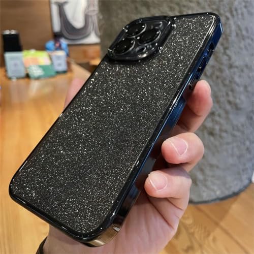Coque iPhone 14 transparente à paillettes avec protection d'objectif en verre