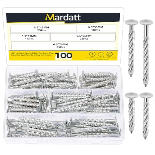 100pcs Silver Spiral Shank Deck Nails (Assortment)