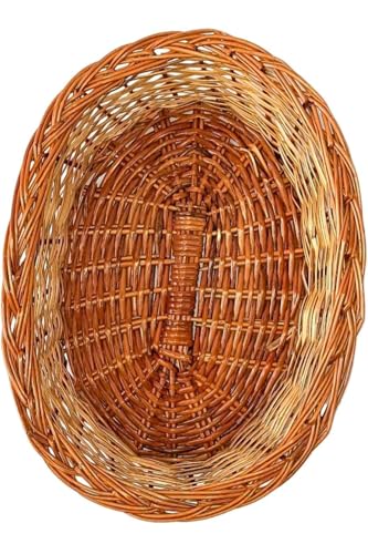 Image of INDIANA CRAFTS Oval Deep Cane Bamboo Baskets, Fruit Baskets, Gift Hamper Packing Kitchen Baskets Multipurpose Handmade Eco Friendly Cane Basket, Shelf Storage Basket.Size -13x9 inch