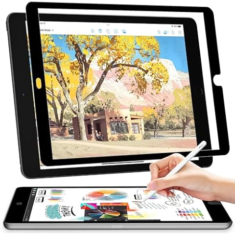 Paperfilm Screen Protector for iPad 9/8/7 Generation (10.2-Inch, 2021/2020/2019 Model), Write and Draw Like on Paper, Matte Removable Anti Blue Light Glare Filter iPad Film, Bubble-Free, Anti-Scratch Cover
