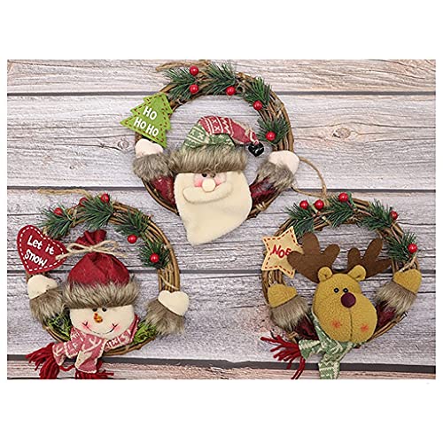 Wodmb 3 Pcs Hanging Decorations Wreath Rattan Circle Christmas Tree Pendant Window Props Decorations #TOP5