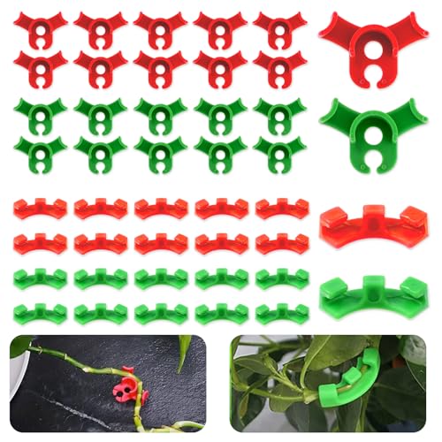 Tyqour 40Pcs Plant Training Clips, Plastic Plant Clips for Climbing Plants, Adjustable Lst Clips for Low Plants Bending Clips, Plant Climbing Wall Clips for Plant Gardening Trellis Growth