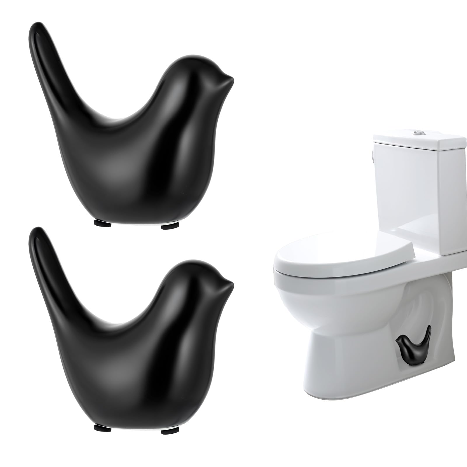 Photo 1 of 2 Pcs Ceramic Bird Toilet Bolt Covers Matte Black Toilet Cover Caps Universal Cute Bird Toilets Bolt Caps Decorative Replacement Cap Decorative Easy Installation Toilets Bolts Cap for Bathroom Decor
