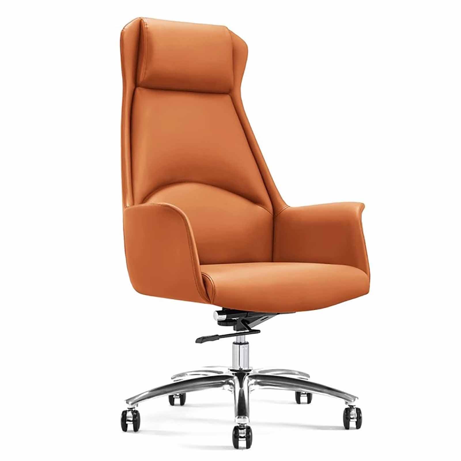 HTTGDGDH Ergonomic Black Leather Office Chair, Adjustable Reclining Executive Desk Chair, Swivel Computer Chair For Home & Office Study, Comfortable & Stylish Design,Orange