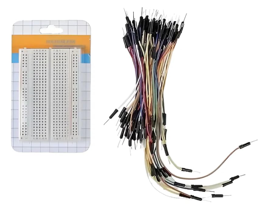 Protoboard 400 Pontos com 65 Jumpers Macho x Macho Coloridos, Kit para Prototipagem Eletrônica