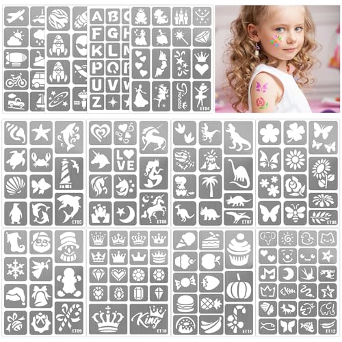 183-teiliges temporäres Tattoo-Schablonen-Set für Kinder, Malschablonen-Set für Gesicht und Körper, Glitzer-Tattoo-Schablone für Mädchen und Jungen für Schulaufführungen, Geburtstage, Weihnachtsfeiern 183-teiliges temporäres Tattoo-Schablonen-Set für Kinder, Malschablonen-Set für Gesicht und Körper, Glitzer-Tattoo-Schablone für Mädchen und Jungen für Schulaufführungen, Geburtstage, Weihnachtsfeiern