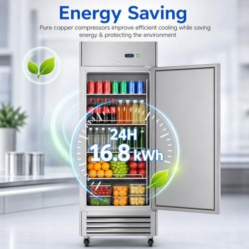 Image of Mojgar 20 Cu Ft Commercial Refrigerator, 27 Inch, Stainless Steel Design
