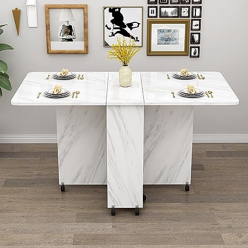Mesa de comedor pequeña extensible versátil con 6 ruedas, diseño que ahorra espacio para habitaciones pequeñas, perfecta para comedor y uso multifuncional (color: C)