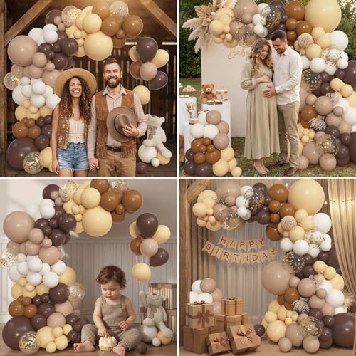 Image of Amandir 153pcs Dark Light Brown Balloon Garland Arch Kit Different Sizes