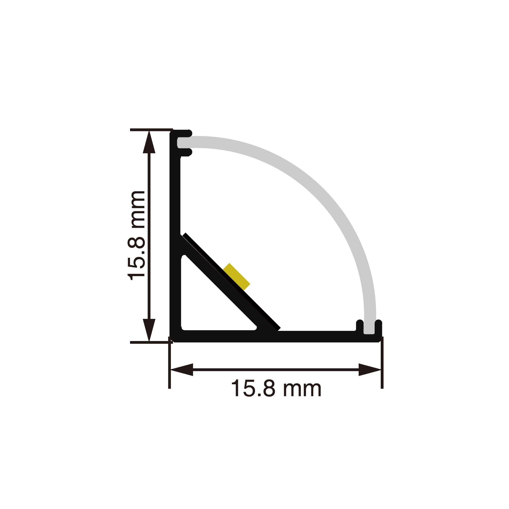 Shine Plus Profilé LED, Profile alu pour ruban 16 × 2mètres, 45 degrés en forme de, avec Couvercle PC Laiteux, Embouts et Clip de Montage pour Bande LED (10pièces × 2m)