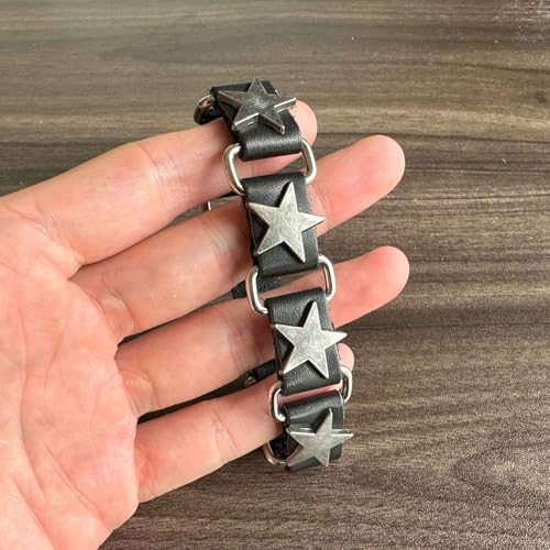 Punk Rock Alloy Stars Studded Wristband Pu Leather Arm Cuff Bracelet4