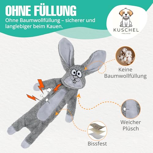 Hundespielzeug ohne Füllung, Quietschendes Plüschspielzeug, Robustes Kauspielzeug & Beschäftigung für kleine und mittelgroße Hunde, (Kaninchen) von Kuschelfreunde