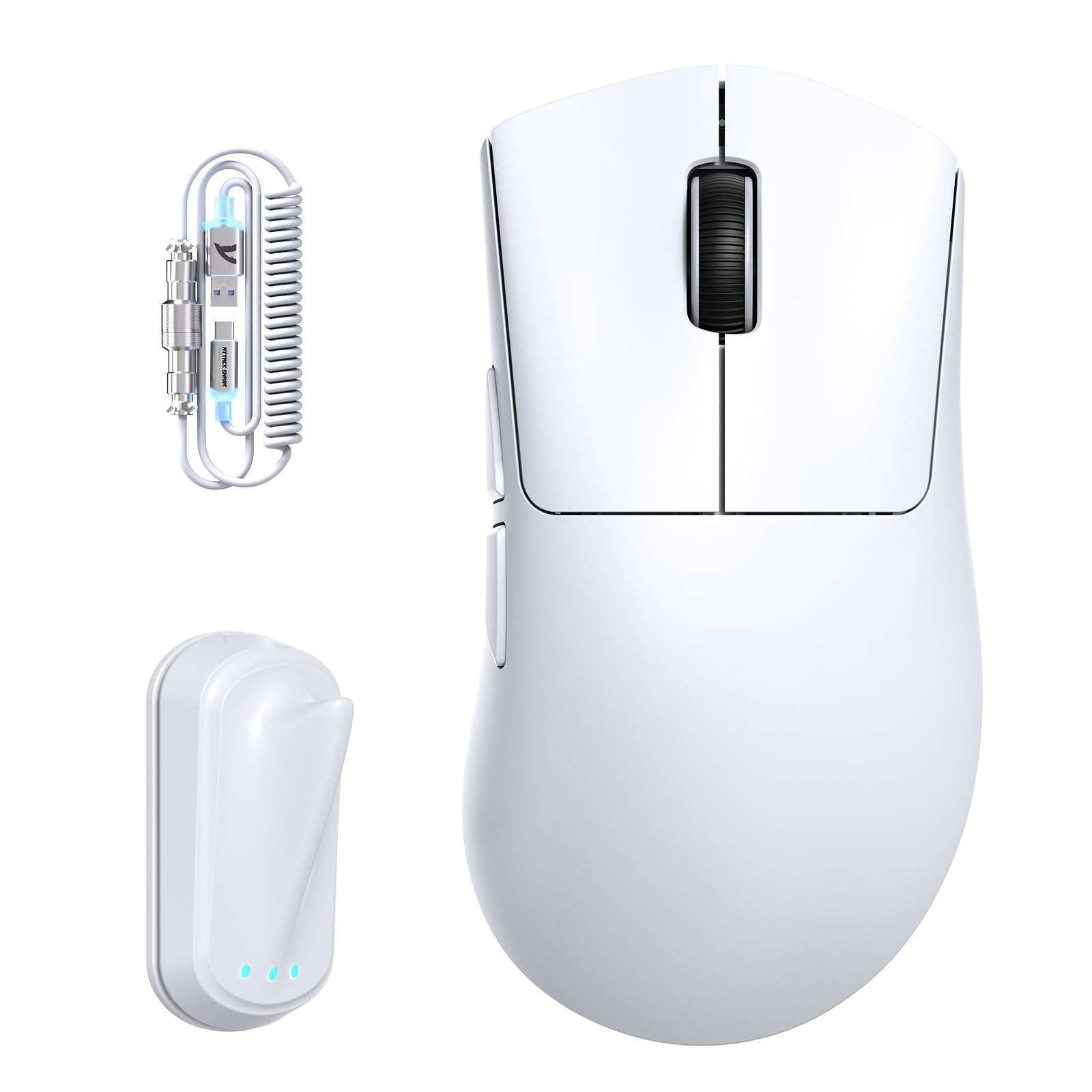 Il mio output è:

mouse wireless gaming con design fin di shark e cavo spiral led