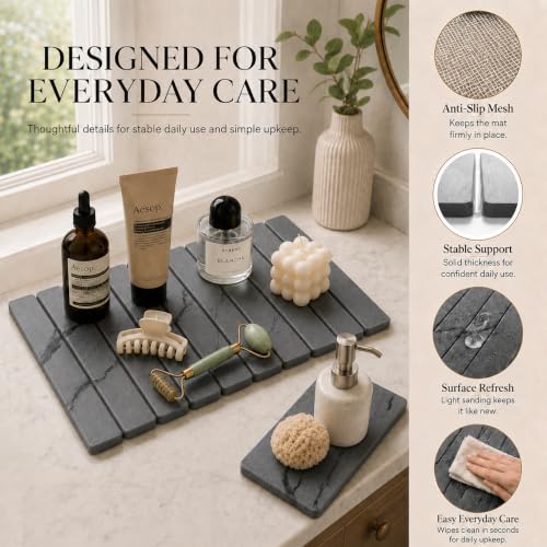 MOONEDGE Large Stone Dish Drying Mat for Kitchen Counter, 24x16in - image 7