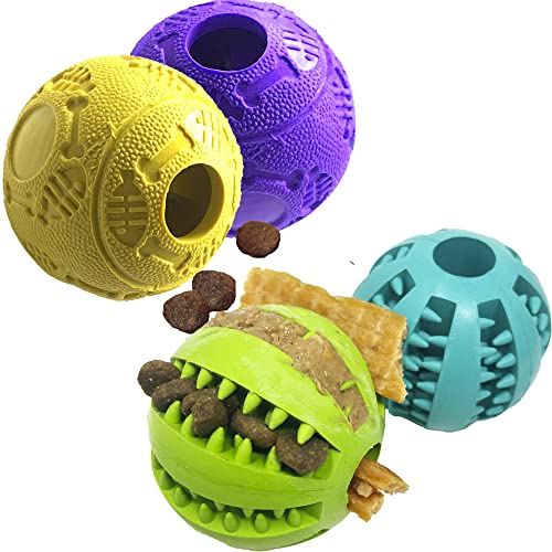 Jalousie Dog Puzzle Balls Dog Treat Dispensing Balls Non-Toxic Natural Rubber Dog Chew Toys For Puppy Pet Dog Teething Puzzle Playing Treat Dispenser Rope Balls (Small - 6 Pack) #TOP3