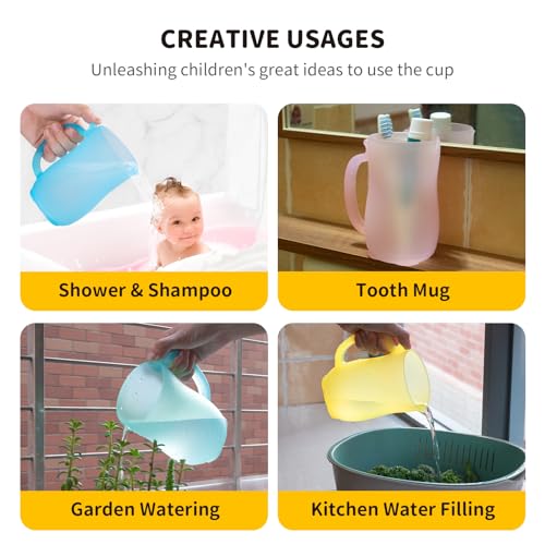 Image of Baby Bath Rinse Cup - Silicone Shampoo & Body Washing Rinser Cup with Easy Grip Handle - Yellow