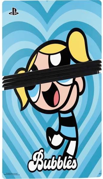Skinit Decal Gaming Skin Compatible with PS5 Pro Console - Officially Licensed Cartoon Network Powerpuff Girls Bubbles Blue Hearts Design
