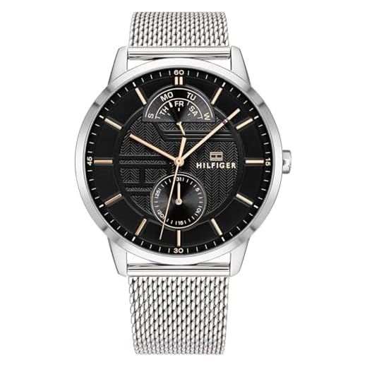 Tommy Hilfiger herr multiurtavla kvartsur jägare Armband Silver/Svart