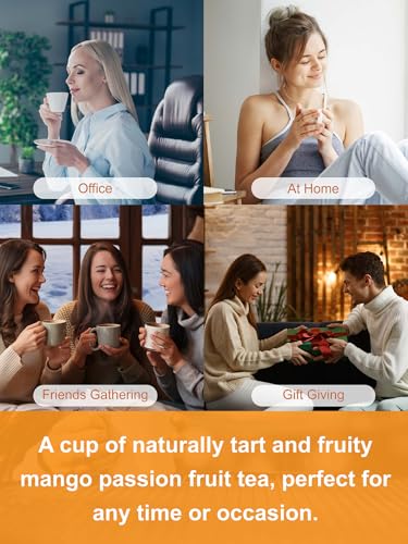 Image of TeeLux Mango Passion Fruit Herbal Tea Bags, Caffeine Free, 100 Count | Tropical Fruit Blend with Hibiscus, Rosehips, Lemongrass & Cinnamon, Natural Mango & Passion Fruit Flavor, Hot or Iced