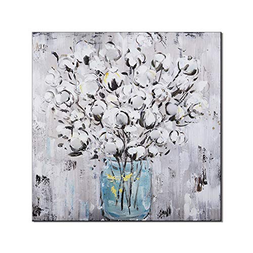 Handgemaltes Ölgemälde Auf Leinwand – Florale Goldfolie Blumenbaum Landschaft, Abstrakte Kunst Für Wohnzimmer