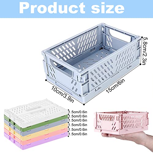 Lighterday 6pcs Collapsible Crates Storage Boxes,Plastic Stackable Storage Baskets,Small Foldable Basket Storage Organiser Box for Office Bedroom Kitchen Drawer Bathroom Toy - Image 2