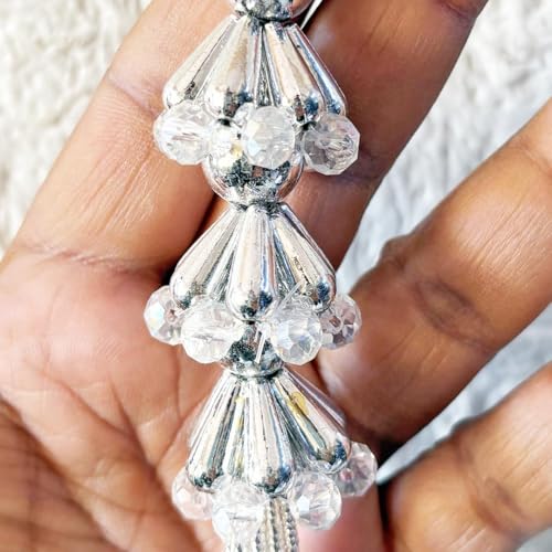 Image of Adikala Craft Store Handmade Ethnic Latkan Tassel Set of 2 for Saree Pallu, Blouse, Suits, Dupatta, Lehenga Decor (Silver Pipe 3L)