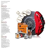 Foliatec Bremssattel Lack Set, Hitzebeständig, Komplettsatz für 4 Bremssättel, Racing Rosso, 7-teiliges Set