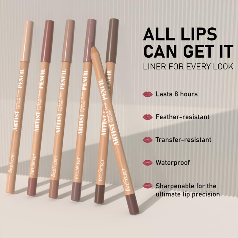 6 PCS Lip Liner Pencil Set, Matte Nude Lip Contour Lipliner, Waterproof Long Lasting Lipstick Lip Liner Set - Image 3