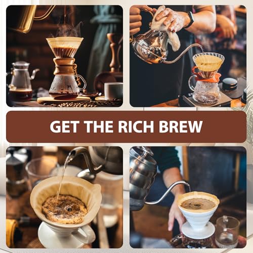 Image of 200 Count Coffee Filters V-60, Disposable Cone Coffee Filters 2-4 Cup, Unbleached Natural Paper Size 02 Paper Filters for Pour Over and Drip Coffee Maker