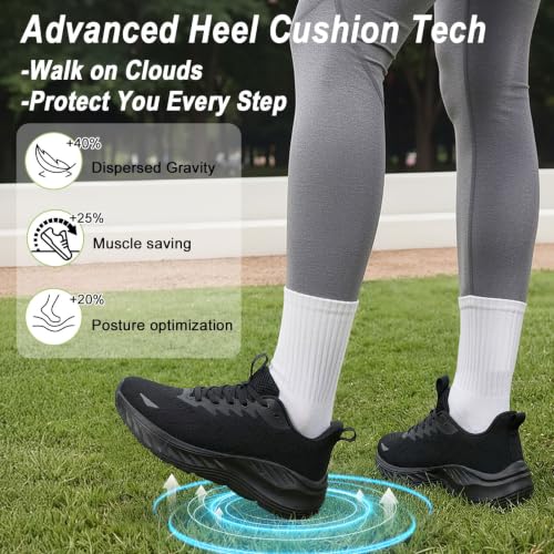 Image of Women's Slip On Walking Shoes Wide Cushion Running Tennis Shoes with Arch Support Insole, Non Slip Sole for Nursing Workout Gym Athletic Fashion Sneakers 6-12