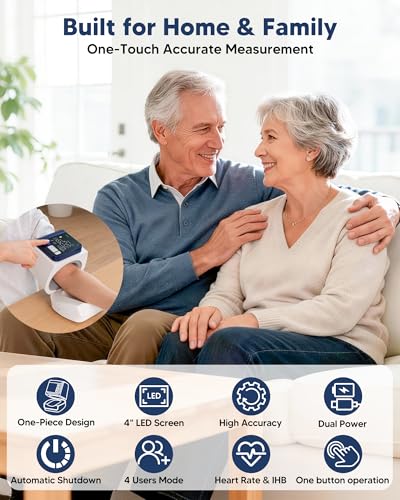 Arboleaf Blood Pressure Monitor for Home Use, Upper Arm No-Wrap Arm-in | 4 users x 199 readings, large display, 8.7-15.7 in arm fit, one-touch use, no app needed, irregular heartbeat alert, AA/USB-C - image 2