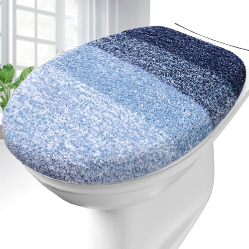 OLANLY Soft Microfiber Toilet Lid Cover, 17.5x15 Navy