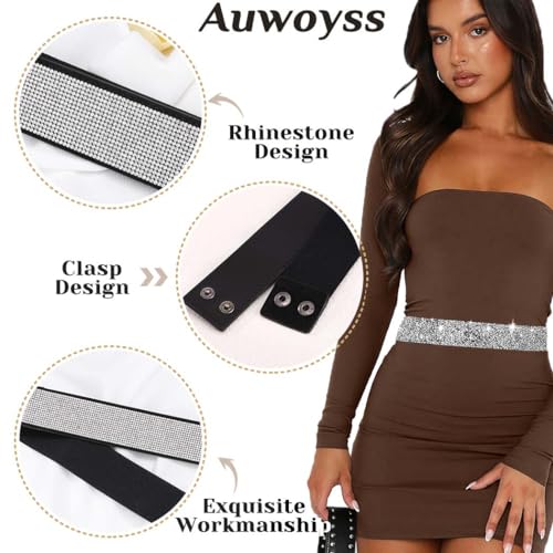 Women Elastic Waist Belt Rhinestone Belt for Dresses Sparkle Crystal Ladies Wide Waist Belts Party Costume Waistbands3