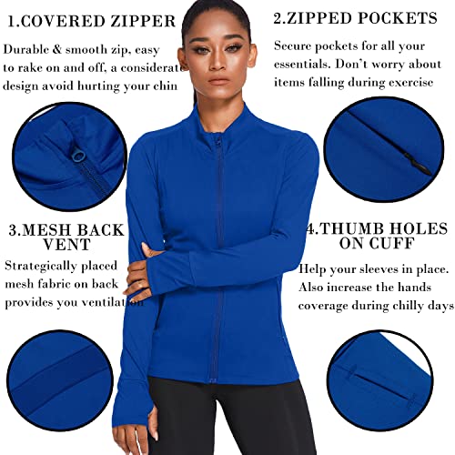 Pinspark Women Sports Jackets Workout Running Jacket Zipper Slim Fit Warm Up Activewear Tops Breathable #TOP4