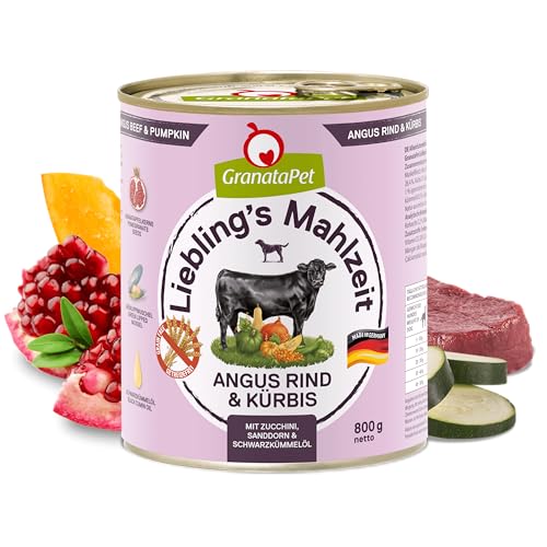 GranataPet Liebling's Mahlzeit Angus Rind & Kürbis, Nassfutter für Hunde, Hundefutter ohne Getreide & ohne Zuckerzusätze, Alleinfuttermittel, 6 x 800 g