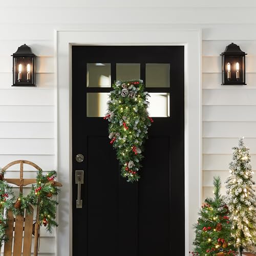 image for National Tree Company Pre-Lit Artificial Christmas Teardrop, Green, Fr