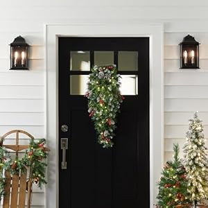 National Tree Company Pre-Lit Artificial Christmas Teardrop, Green, Frosted Berry, White Lights, Decorated with Pine Cones, Berry Clusters, Frosted Branches, Christmas Collection, 36 Inches National Tree Company Pre Lit Artificial Christmas Teardrop Green Frosted Berry White Lights Decorated with Pine Cones Berry Clusters Frosted Branches Christmas Collection 36 Inches