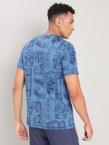 Image of TECHNOSPORT Men Polyester Regular Fit Half Sleeve Jacquard T-Shirt with Double Cool, Quick Dry & Anti Microbial for Sports, Running & Casual Use