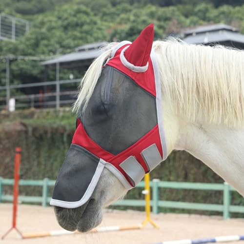 LEAFOREST Máscara de mosca de cavalo de malha fina, proteção UV para orelhas, nariz e olhos