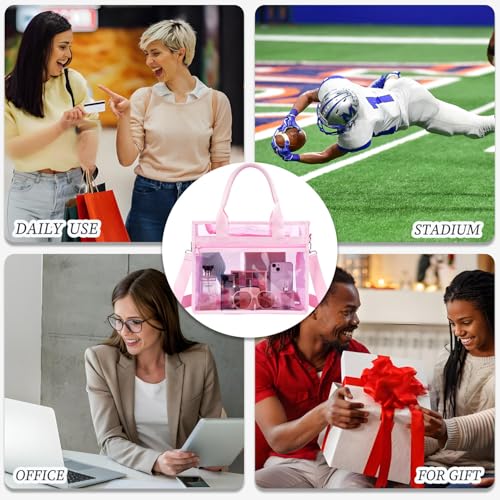 Image of Fammart Clear Bags Stadium Approved, Jelly Tote Bag for Women with Zipper, Crossbody Bag with Adjustable Strap for Work