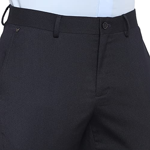 Image of blackberrys Structured Polyester Viscose Slim Fit Men's Work Wear Trousers