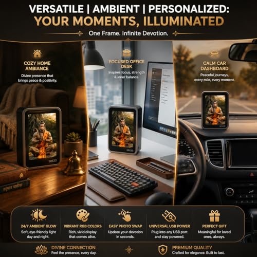 Image of Car Dashboard Digital Frame Both Side with 16 Different Colors and Adjustable Brightness- Size 4.5 inchx3.3 inch |Chhatrapati Shivaji Maharaj and Chhatrapati Sambhaji Maharaj