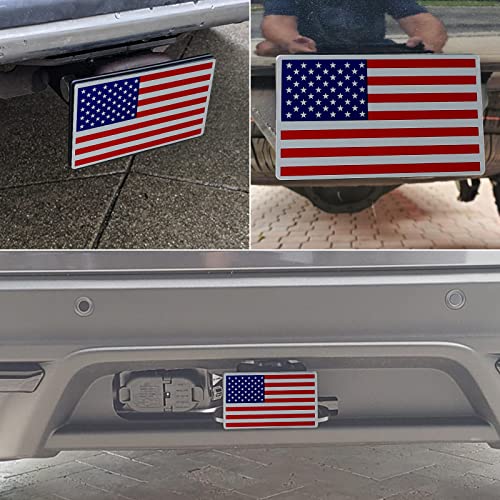 Winunite Trailer Hitch Cover For 2" Inch Towing Rear Receiver Plug Cover With Classic Usa American Flag Blue And Red Metal Guard For Cars Suv Pickup Trucks #TOP4