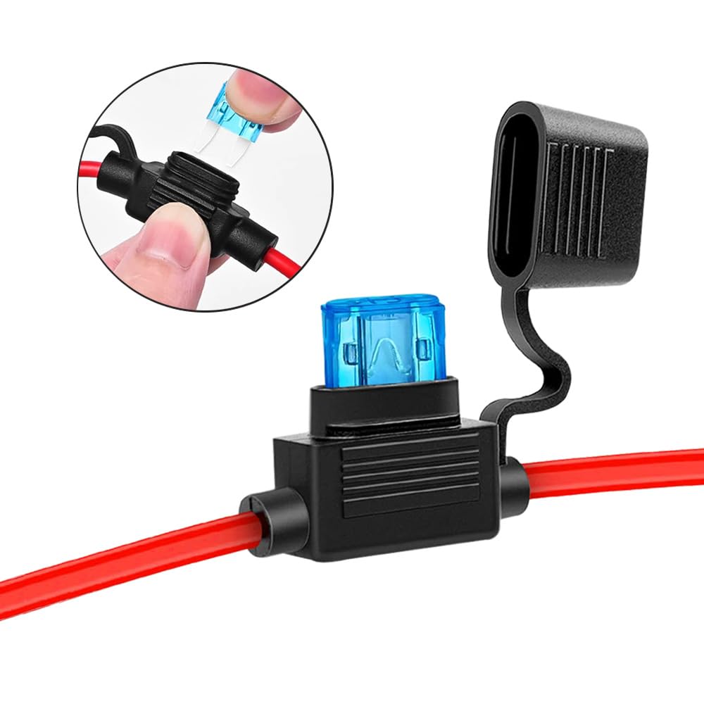 5 Sztuk 32V Mały Uchwyt Bezpiecznika Inline, Wodoodporny Uchwyt Bezpiecznika Samochodowego z Przewodem 16 AWG, Bezpłatne 10 Sztuk Mini Bezpieczników i Ściągacz Bezpieczników