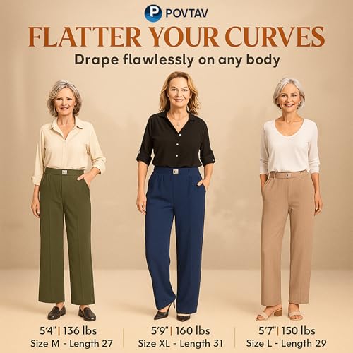 Linebalm Pants for Senior, Linebalm Perfect Drape High Rise Pull-On Stretch Pants Petite, Breathable and Soft4