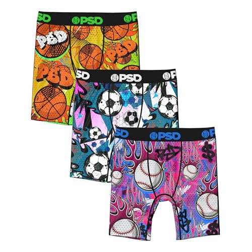 PSD Underwear Youth Boys Sports Boxer Brief 3-Pack Multi L