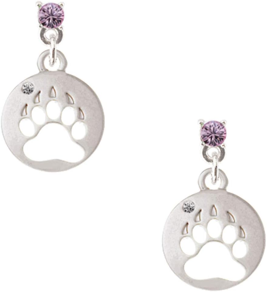 Bear Paw Silhouette Crystal Post Earrings