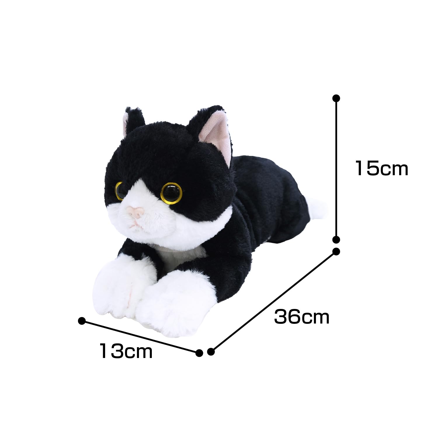 Amazon.co.jp: サンレモン ひざねこ ハチワレ S 13×36×15cm ぬいぐるみ