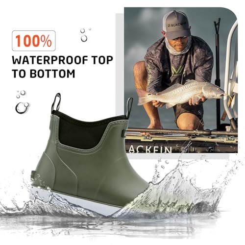 RIUETAR Botas masculinas com forro felpudo, botas de pesca de borracha no tornozelo para homens, bot
