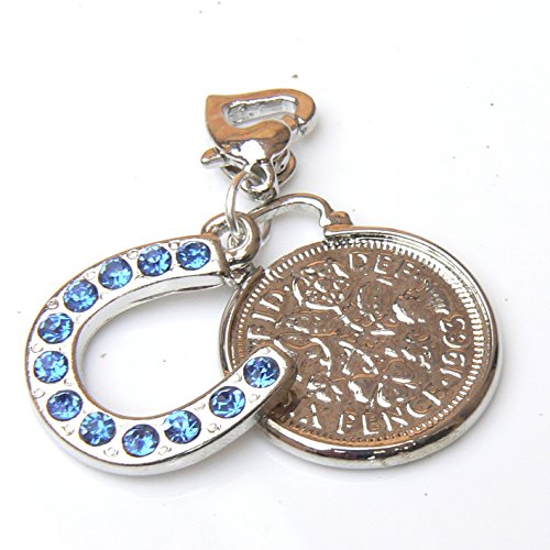 Occasions Emporium Horseshoe and Sixpence Garter Charm - Gift Packaged
